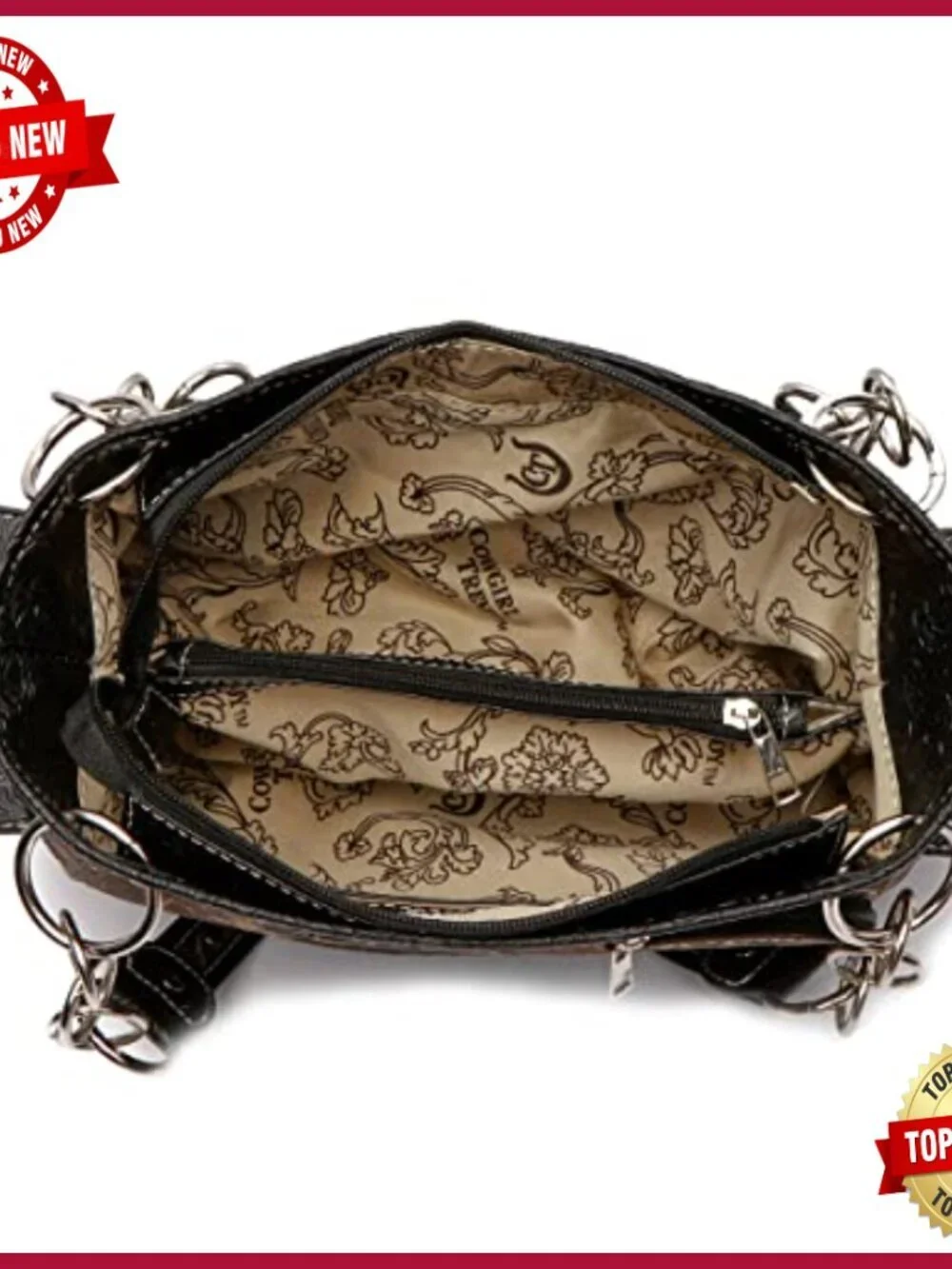 Western Cowgirl Handbag With Matching Wallet Set Studded Tooled Leather
